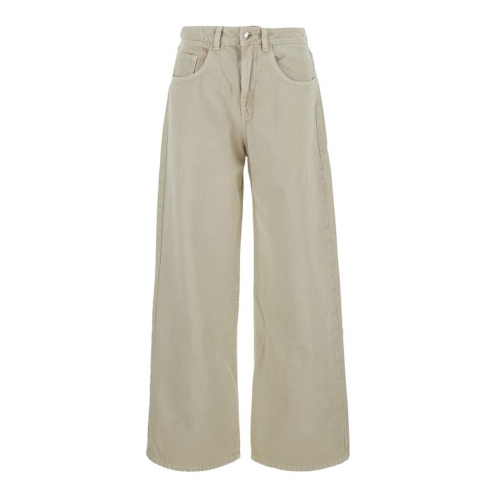 Icon Denim Women Poppy Jeans With Wide Leg Beige Woman